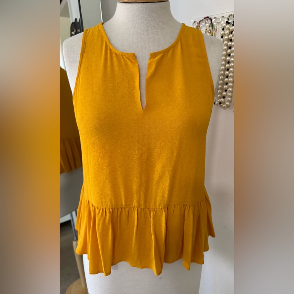 MADEWELL••Tungston Yellow Sleeveless Peplum Blouse••XXS